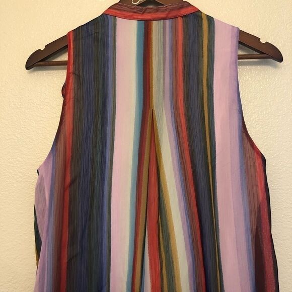 BCBG MAX AZRIA Mini tunic Dress cheer ruffle color block romantic stripe -S - Picture 6 of 16